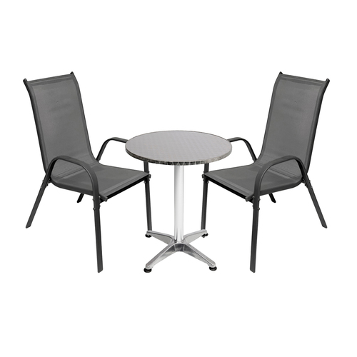 3-tlg. Bistro Garnitur Balkonset Garnitur Tisch + 2 Stapelst�hle 60cm