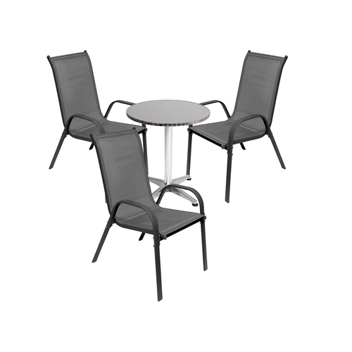 4-tlg. Bistro Garnitur Balkonset Garnitur Tisch + 3 Stapelst�hle 60xH70cm