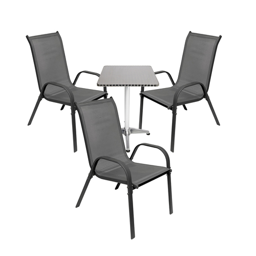 4-tlg. Bistro Garnitur Balkonset Tisch + 3 Stapelst�hle 60x60xH70cm