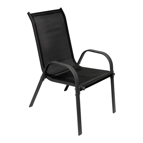 Garten Stapelstuhl Stapelsessel Gartensessel Anthrazit - Schwarz Metall - Textil