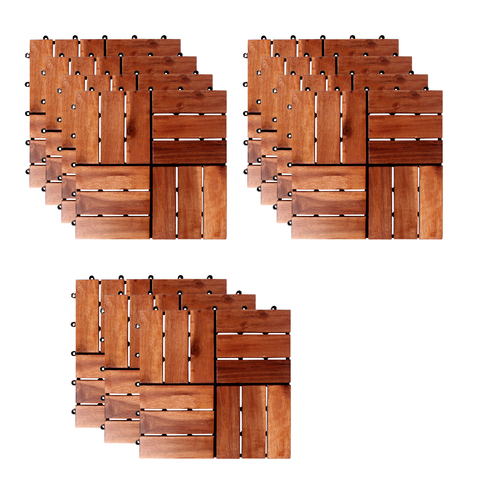 11 Stk. Holzfliese Akazienholz  30x30 cm Fliese Stecksystem Schachbrettmuster