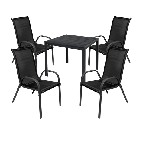 Gartengarnitur Sitzgarnitur 5-teilig L90xB90xH74cm Non-Wood Anthrazit