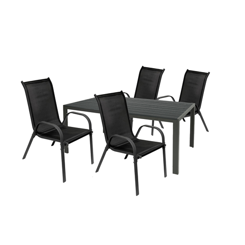 Gartengarnitur Sitzgarnitur 5-teilig 160x90cm Non-Wood Anthrazit/Grau