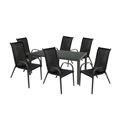 Gartengarnitur Sitzgarnitur 7-teilig 160x90cm Non-Wood Anthrazit