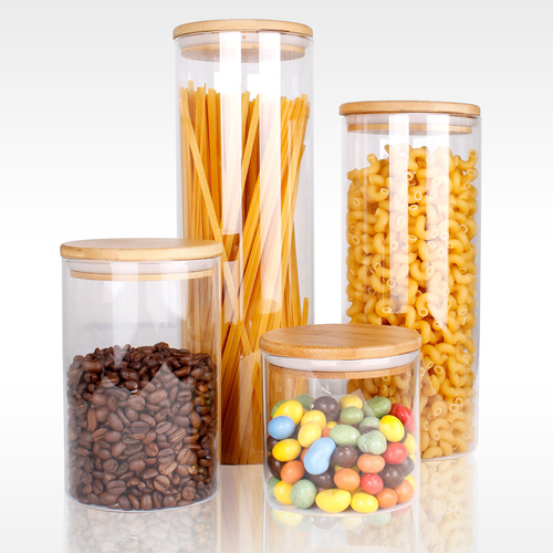 4 St�ck Vorratsdosen Vorratsgl�ser 6L Deckel Bambus 4 Gr��en Silikondichtring