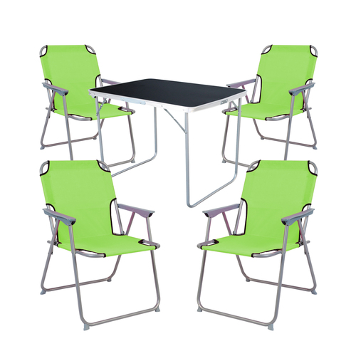 5-tlg Camping Set Gartenm�bel Campingtisch + 4 Campingstuhl Klappstuhl Lime Gr�n