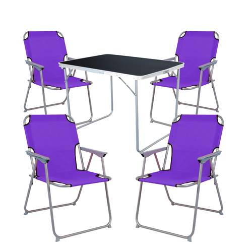 5-tlg Camping Set Gartenm�bel Campingtisch + 4 Campingstuhl Klappstuhl