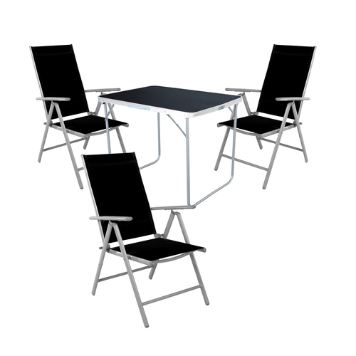 4-tlg Camping Set Gartenm�bel Campingtisch + 3 Campingstuhl Klappstuhl