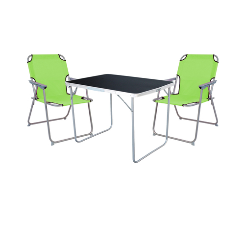 3-tlg Camping Set Campingtisch + 2 Campingstuhl Klappstuhl Lime Gr�n