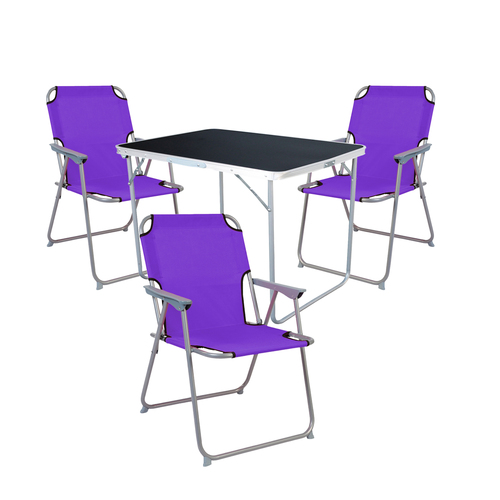 4-tlg Camping Set Gartenm�bel Campingtisch + 3 Campingstuhl Klappstuhl