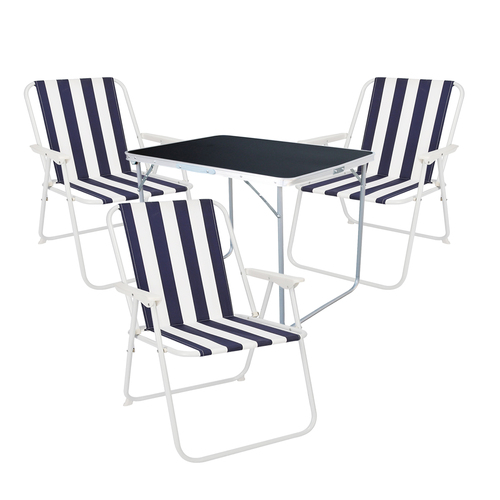 4-tlg Camping Set Gartenm�bel Campingtisch + 3 Campingstuhl Klappstuhl