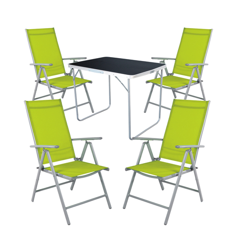 5-tlg Camping Set Gartenm�bel Campingtisch + 4 Campingstuhl Lime