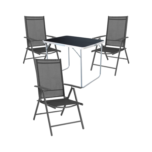 4-tlg Camping Set Campingtisch + 3 Campingstuhl Klappstuhl Anthrazit