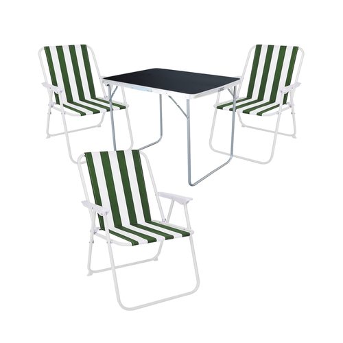 4-tlg Camping Set Gartenm�bel Campingtisch + 3 Campingstuhl Klappstuhl