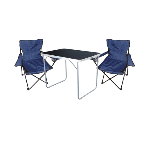 3-tlg Camping Set Campingtisch  2 Campingstuhl Klappstuhl Blau