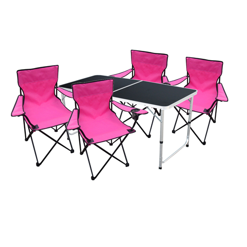 5-teiliges Campingm�bel Set Schwarz - Pink