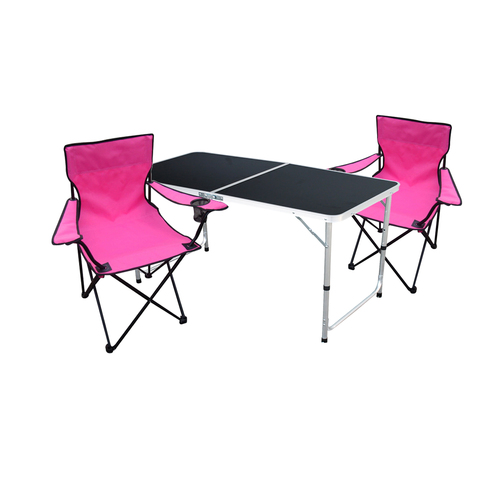 3-teiliges Campingm�bel Set Schwarz - Pink