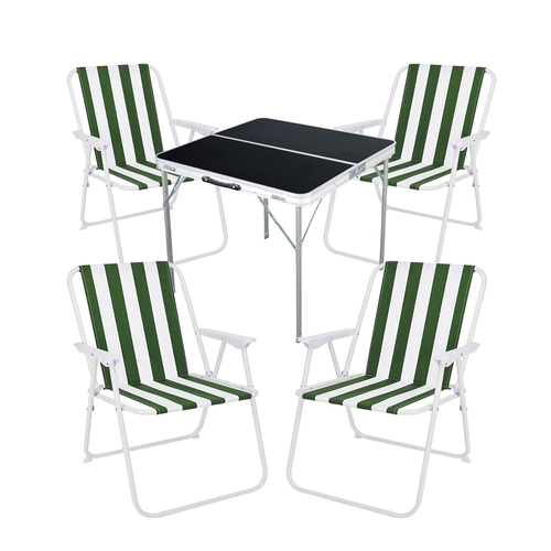 5-teiliges Campingm�bel Set Alu L80xB80xH70cm gr�n-wei�