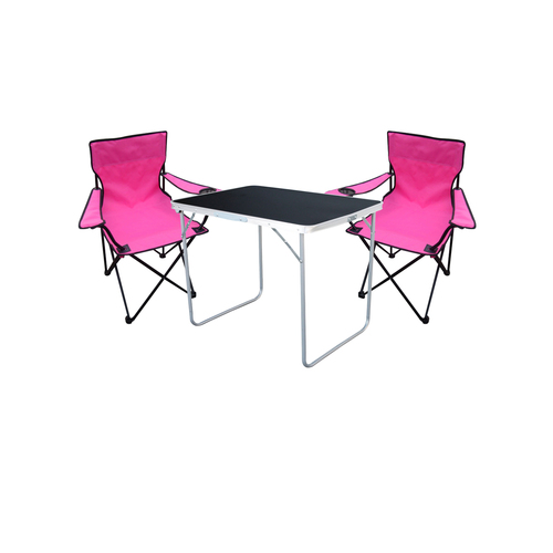 3tlg Camping Set Gartenm�bel Campingtisch + 2 Campingstuhl Pink