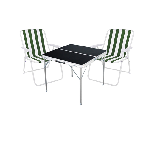 3-teiliges Campingm�bel Set Alu L80xB80xH70cm gr�n-wei�