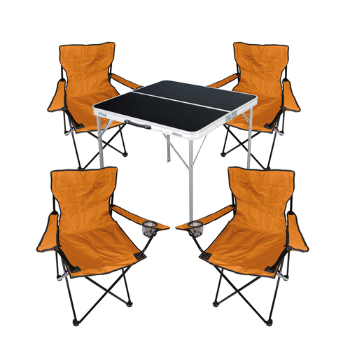 5-teiliges Campingm�bel Set orange Tisch + 4 Campingst�hle mit Tasche 