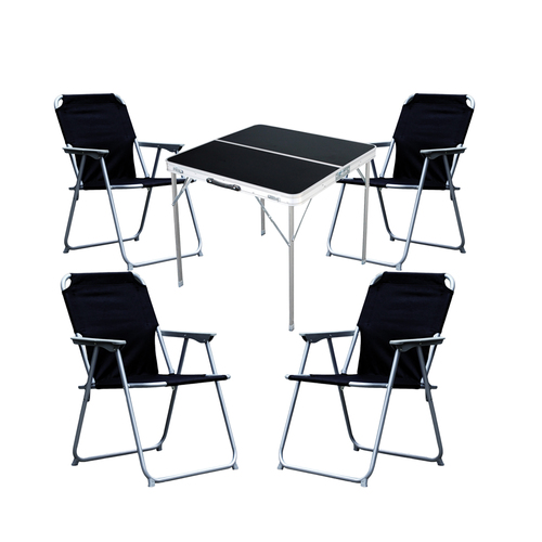 5-teiliges Campingm�bel Set Alu L80xB80xH70cm schwarz