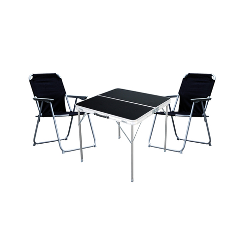 3-teiliges Campingm�bel Set Alu L80xB80xH70cm schwarz