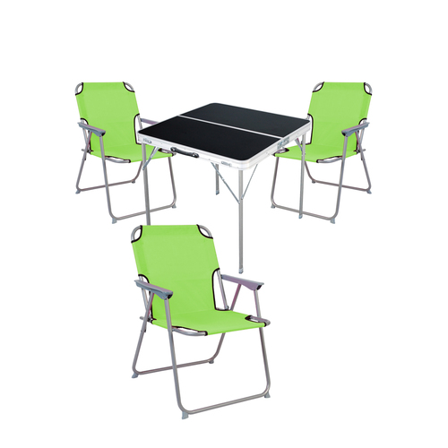 4-teiliges Campingm�bel Set Alu L80xB80xH70cm Lime