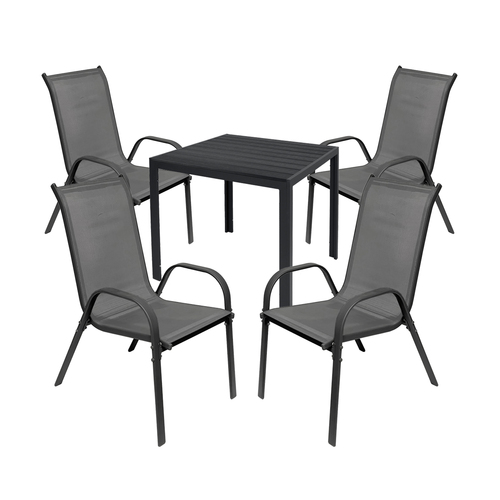 Gartengarnitur Sitzgarnitur 5-teilig 80x80cm Non-Wood Anthrazit