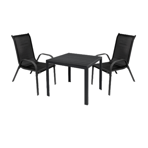 Gartengarnitur Sitzgarnitur 3-teilig L80xB80xH74cm Non-Wood Anthrazit