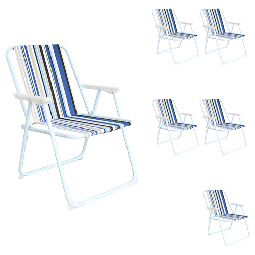 6 St�ck Campingstuhl Outdoor Klappstuhl Gartenstuhl Ocean gestreift