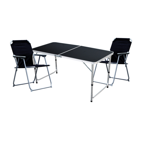 3-teiliges Campingm�bel Set Black Alu 120x60x58/70cm schwarz