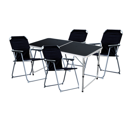 5-teiliges Campingm�bel Set Black Alu 120x60x58/70cm schwarz