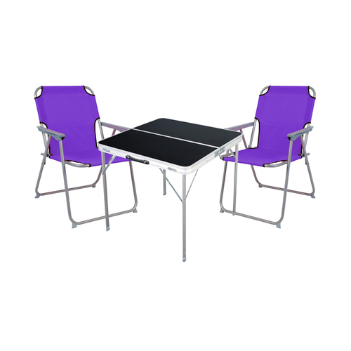 3-teiliges Campingm�bel Set Alu L80xB80xH70cm Lila