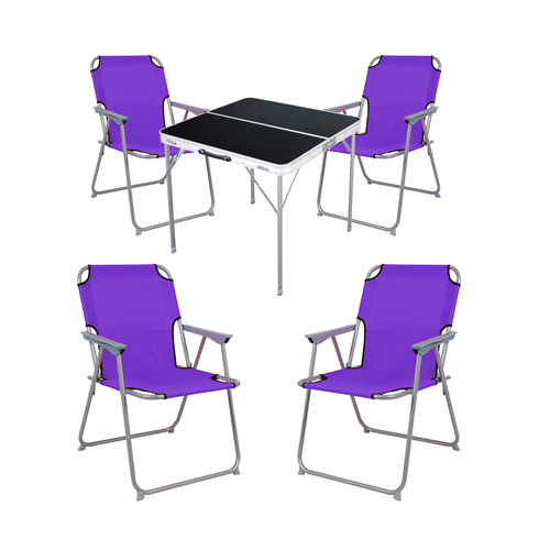 5-teiliges Campingm�bel Set Alu L80xB80xH70cm Lila