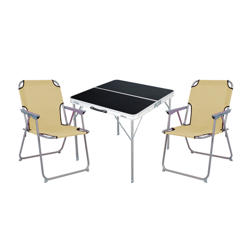 3-teiliges Campingm�bel Set Alu L80xB80xH70cm Beige
