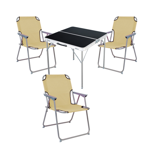 4-teiliges Campingm�bel Set Alu L80xB80xH70cm Beige