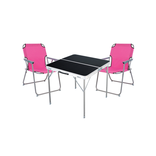 3-teiliges Campingm�bel Set Alu L80xB80xH70cm Pink