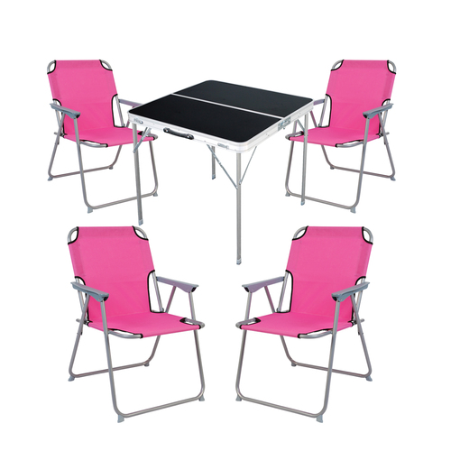 5-teiliges Campingm�bel Set Alu L80xB80xH70cm Pink