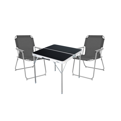 3-teiliges Campingm�bel Set Alu L80xB80xH70cm Anthrazit