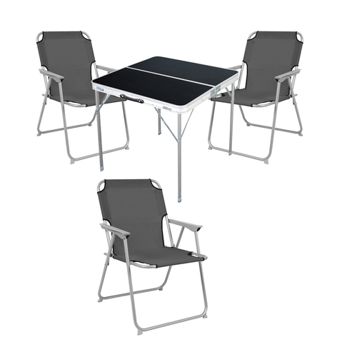 4-teiliges Campingm�bel Set Alu L80xB80xH70cm Anthrazit