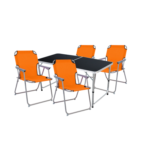 5-teiliges Campingm�bel Set Black Alu 120x60x58/70cm orange