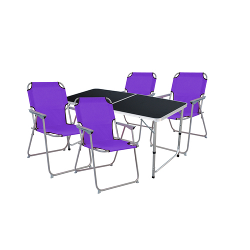5-teiliges Campingm�bel Set Black Alu 120x60x58/70cm lila
