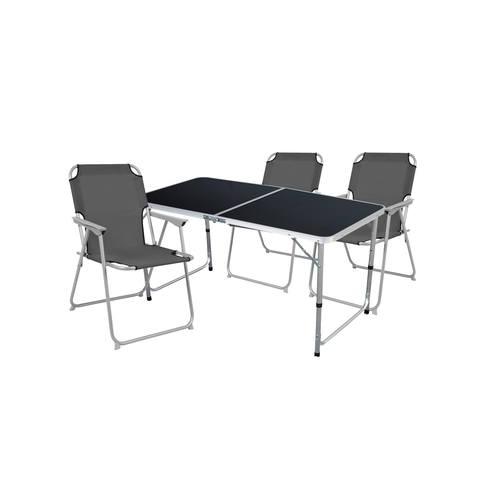 4-teiliges Campingm�bel Set Black Alu 120x60x58/70cm Anthrazit