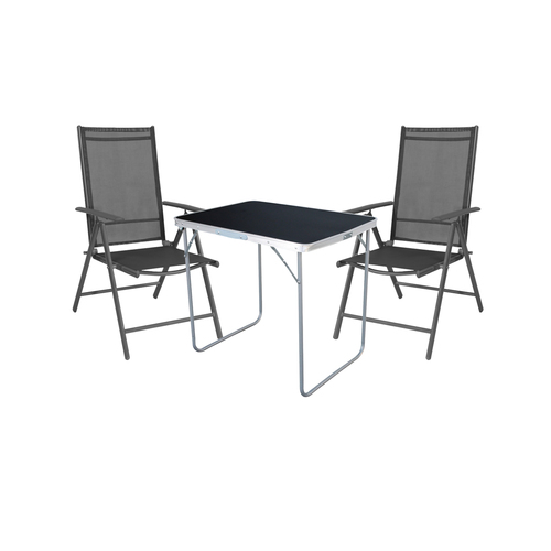 3-tlg. Camping Set Gartenm�bel Campingtisch 2 x Aluminium Klappstuhl