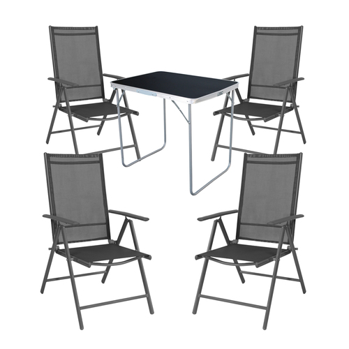 5-tlg. Camping Set Gartenm�bel Campingtisch 4 x Aluminium Klappstuhl