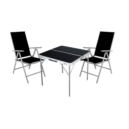 3-teiliges Campingm�bel Set Aluminium Textilen schwarz
