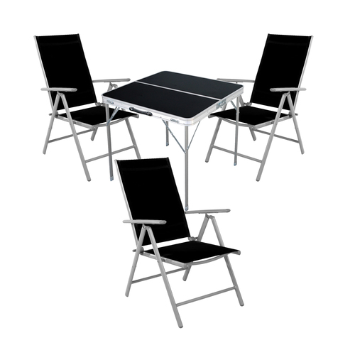 4-teiliges Campingm�bel Set Aluminium Textilen schwarz