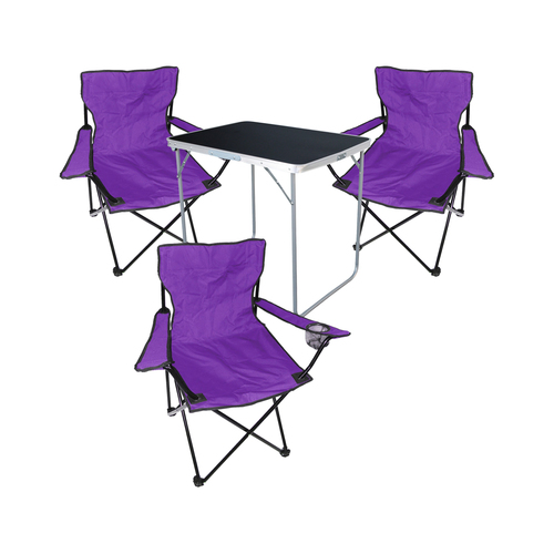 4-tlg Camping Set Campingtisch + 3x Campingstuhl Klappstuhl