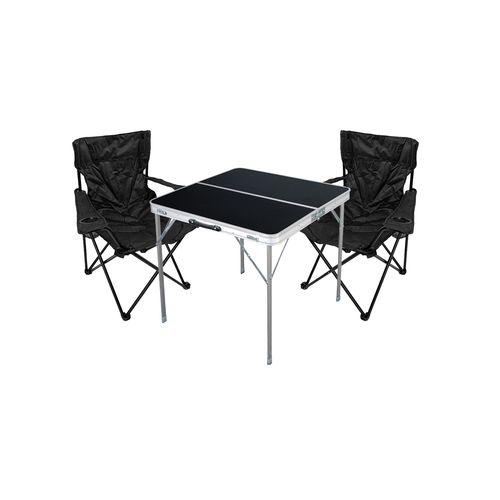 3-teiliges Campingm�bel Set Tisch schwarz + Campingst�hle mit Tasche